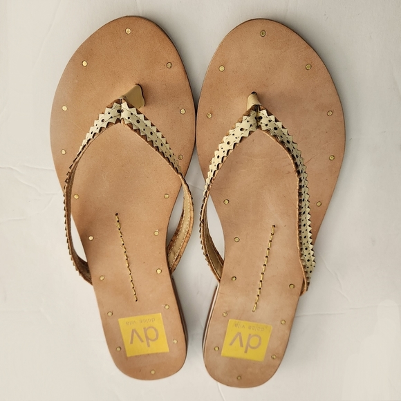 DOLCE VITA Women's Leather Slide on Sandals in Tan & Cream Size 6 NWOT      5006 - Picture 3 of 8